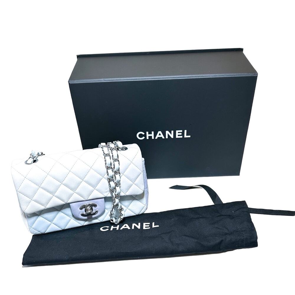 CHANEL Metallic Ombre Quilted Lambskin Mini Rectangular Flap Bag Silver HW - Picture 10 of 10